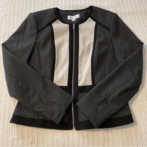 Calvin Klein Black White Polka Dot Blazer Suit Jacket - Size 12 - Women’s
